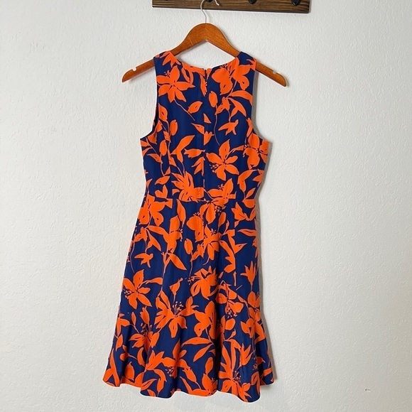 J. CREW Blue and Orange Floral Flare Dress - Picture 5 of 9